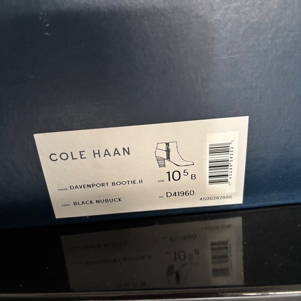 Cole Haan Davenport Bootie II Black Nubuck Leather Ankle Boots D41960 Size 10.5 - Picture 2 of 8
